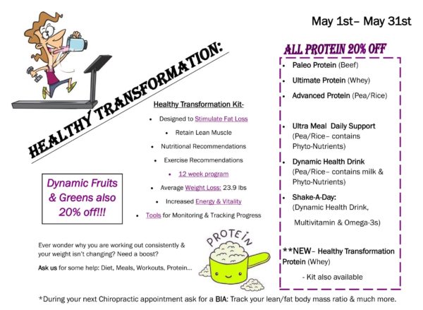 Healthy Transformations 20% off all protein May 2016